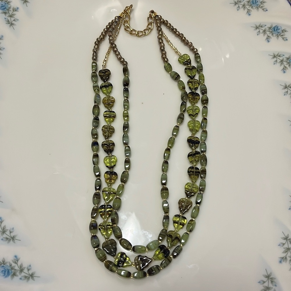 Greenish & Darker Greenish Color Stone Necklace